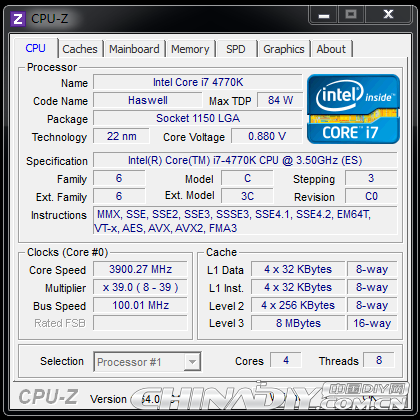 Intel Core i7-4770K CPU-Z